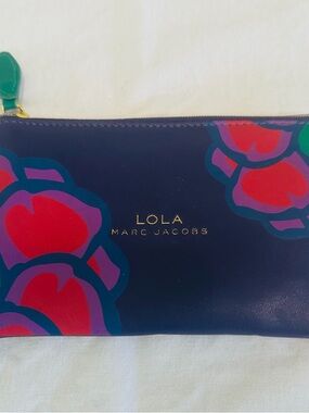 Marc Jacobs Floral Lola Mini Zip Pouch with Red & Purple Accents